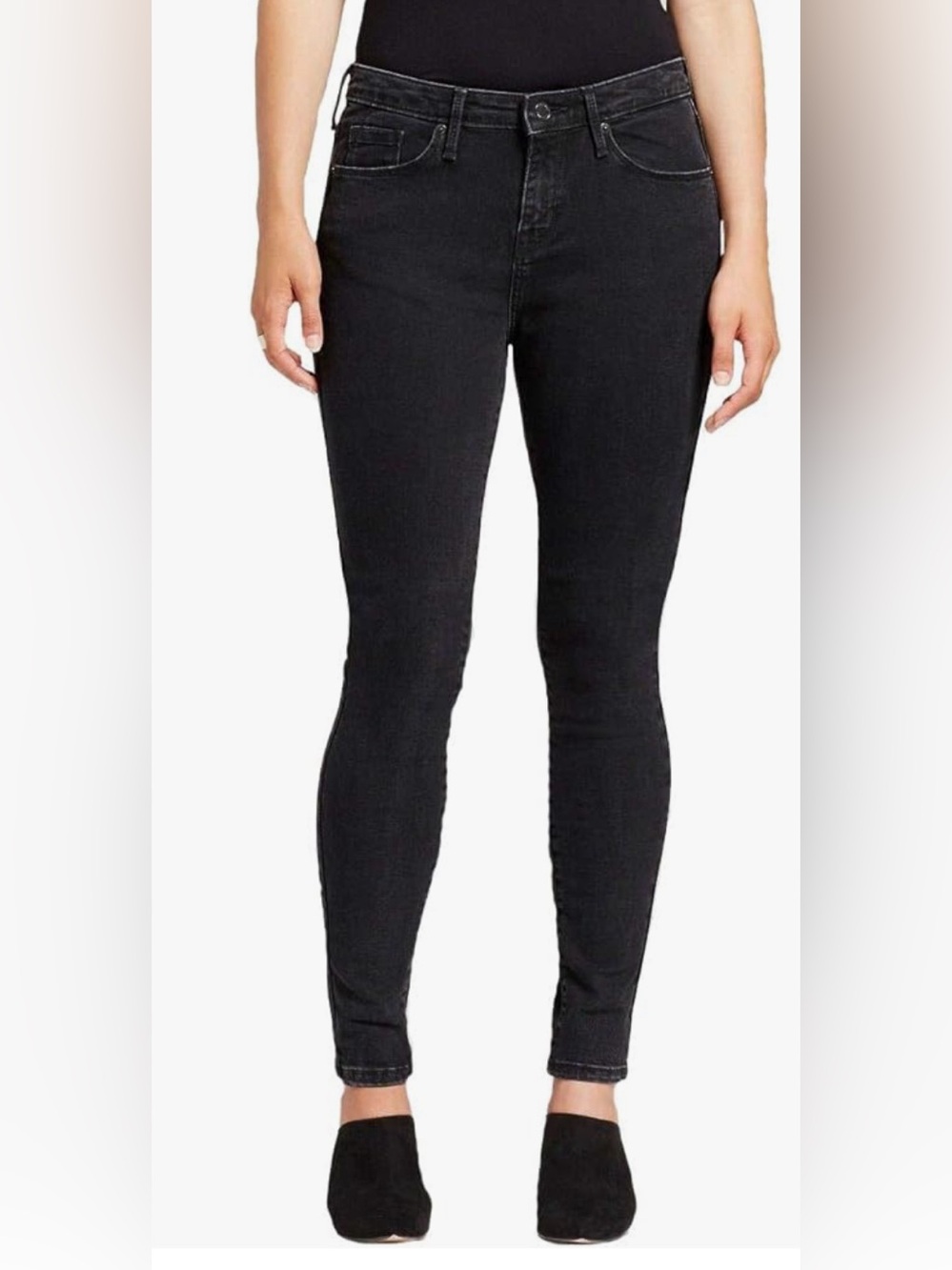 Mossimo Black Curvy Skinny Jeans High Rise Slim Fit 6 or 28 L Long - Picture 2 of 10